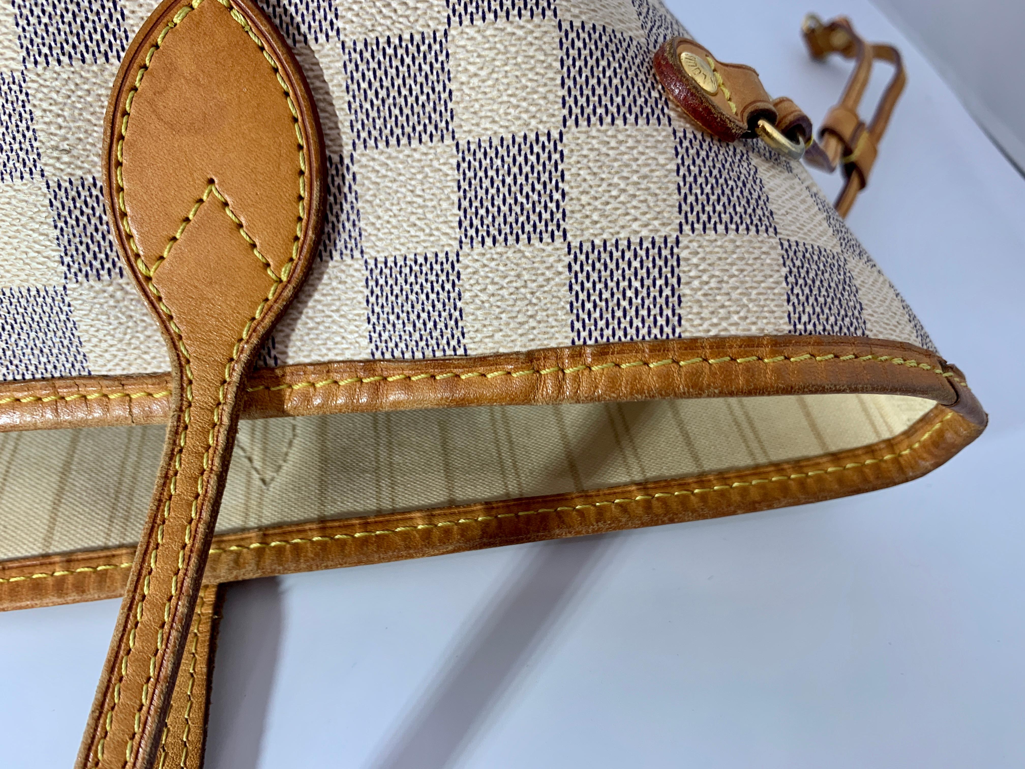 Louis Vuitton Handtasche Neverfull MM Tote Bag - Weiß  Azur SA 2151, Damier Azur  2