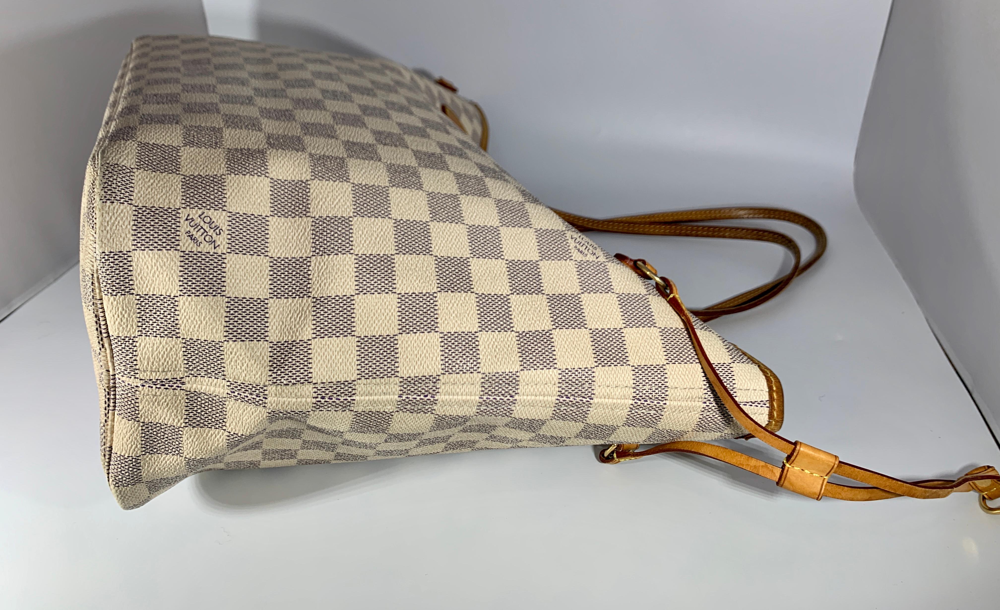 Louis Vuitton Handtasche Neverfull MM Tote Bag - Weiß  Azur SA 2151, Damier Azur  4