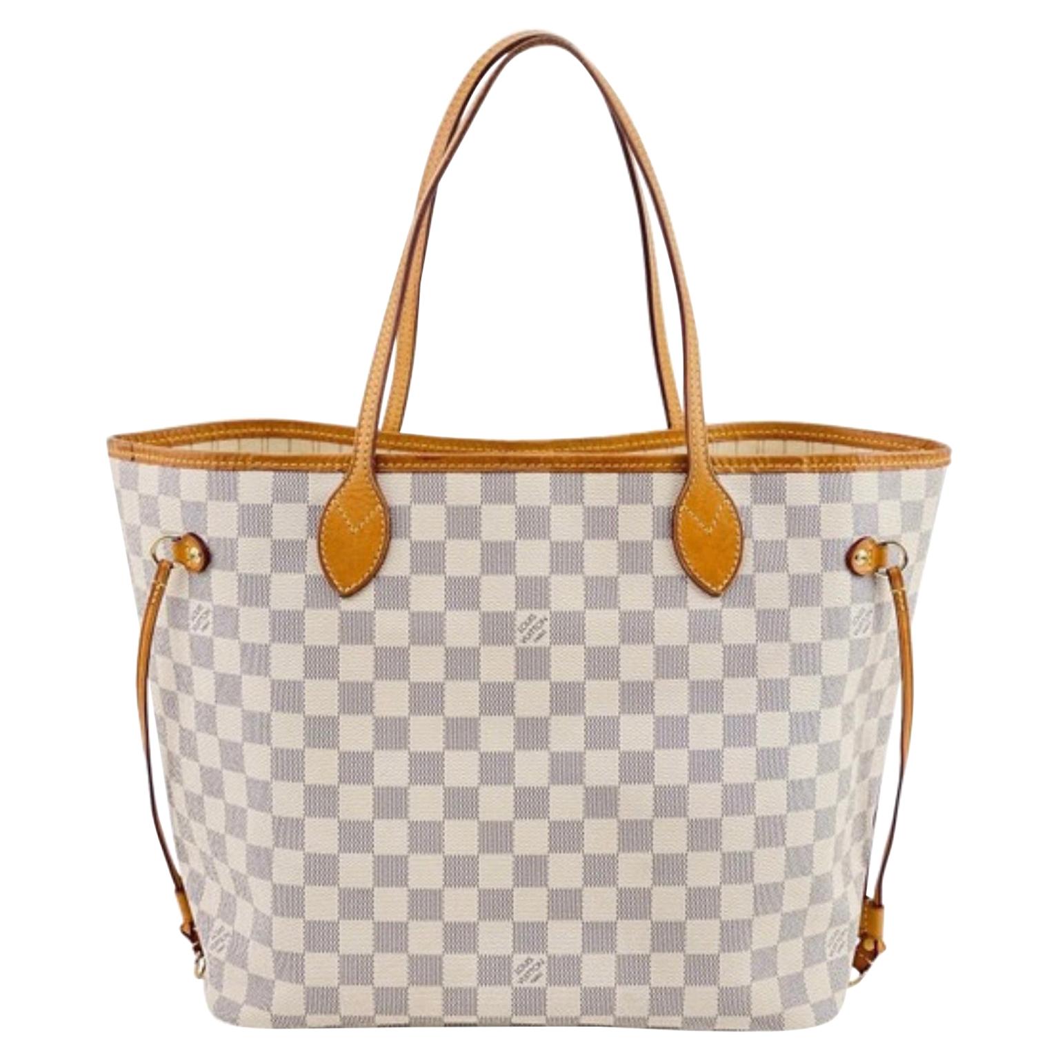 Louis Vuitton Hand Bag Neverfull MM Tote Bag - Whites  Damier Azur SA 2151 
