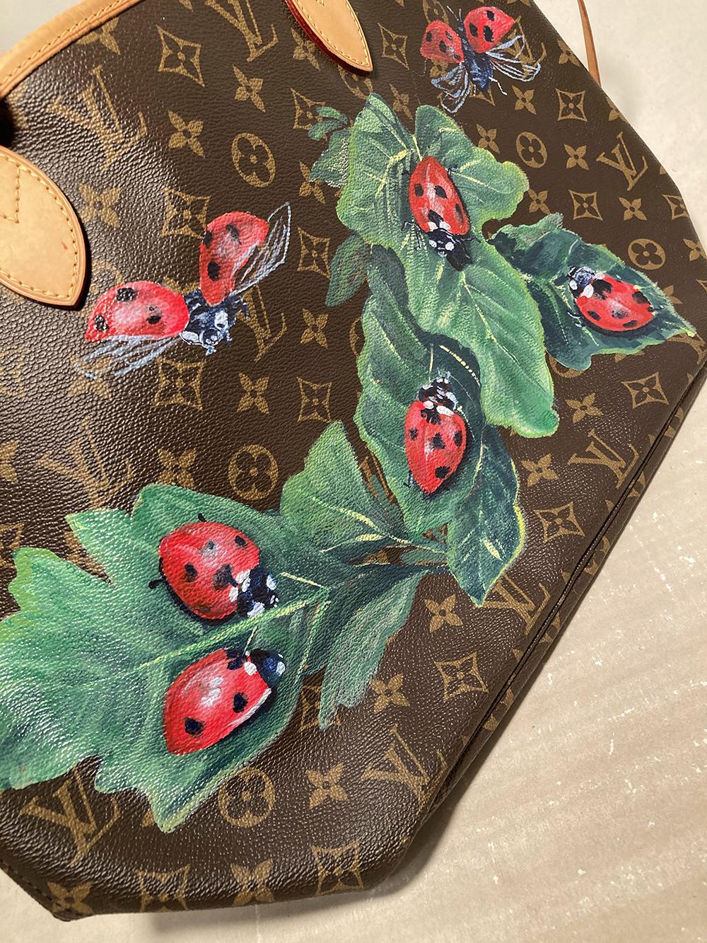 Louis Vuitton Hand Painted Ladybug Neverfull MM Tote 5