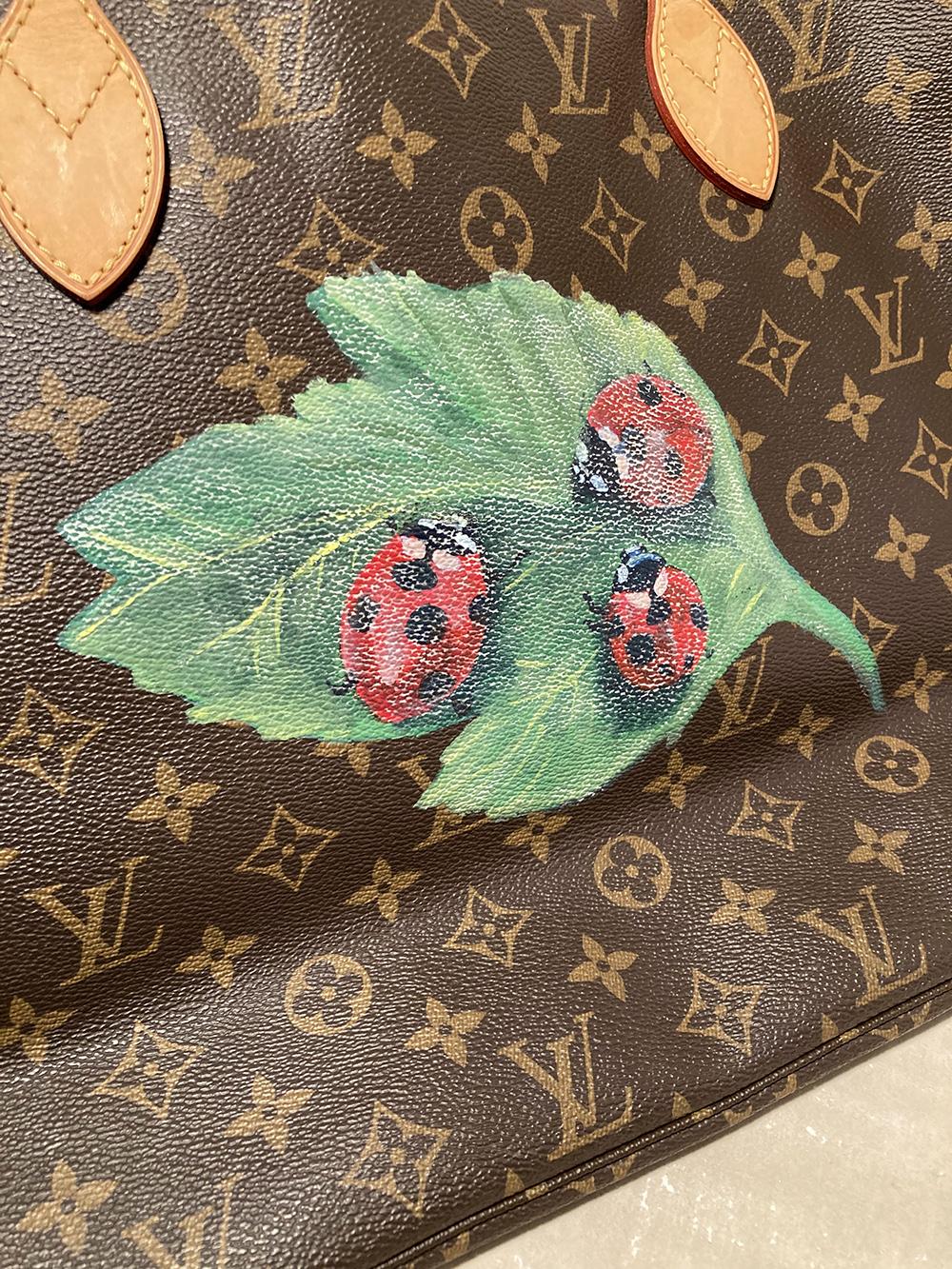 Louis Vuitton Hand Painted Ladybug Neverfull MM Tote 6