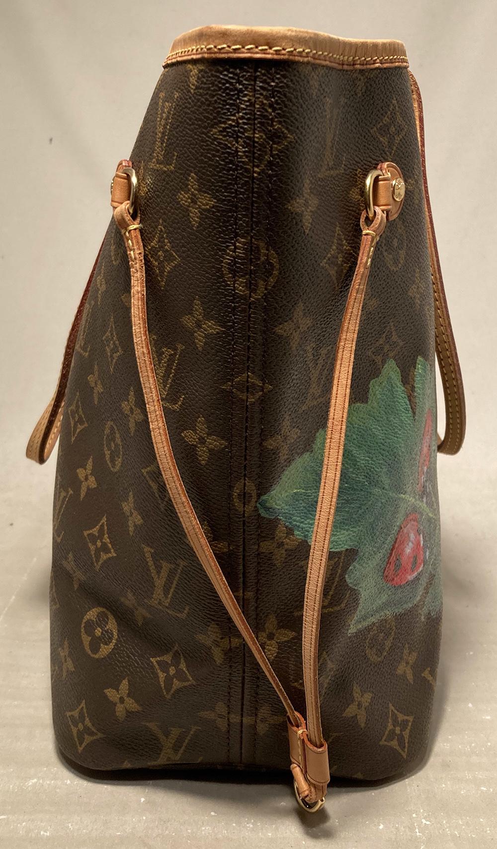 Black Louis Vuitton Hand Painted Ladybug Neverfull MM Tote