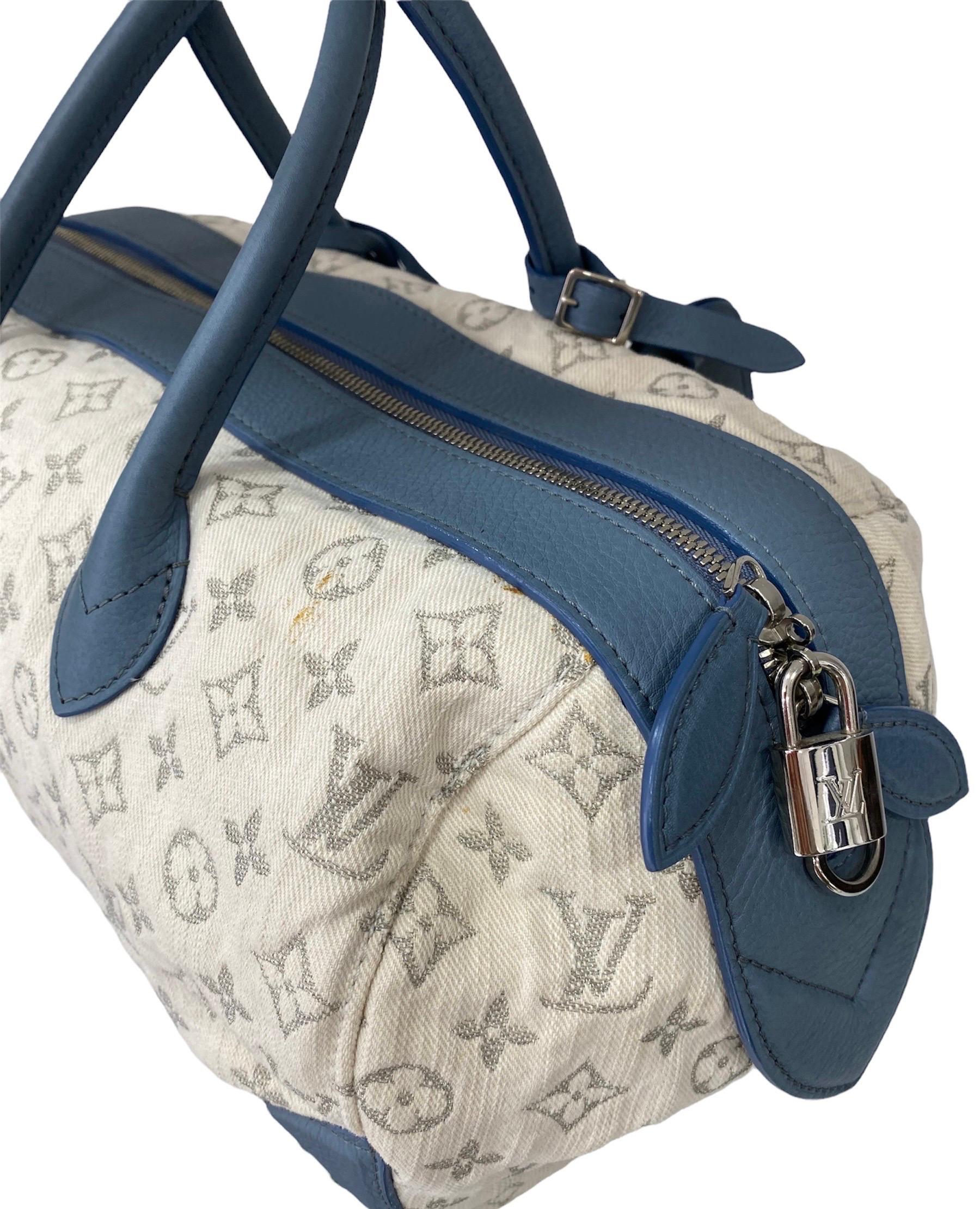 Beige Louis Vuitton Handbag Blue White 