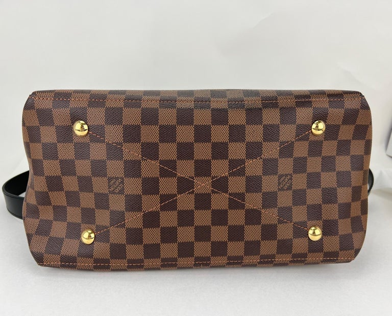 Louis Vuitton Handbag Maida Damier Ebene Canvas Khaki Leather Hand Shoulder Bag For Sale 7