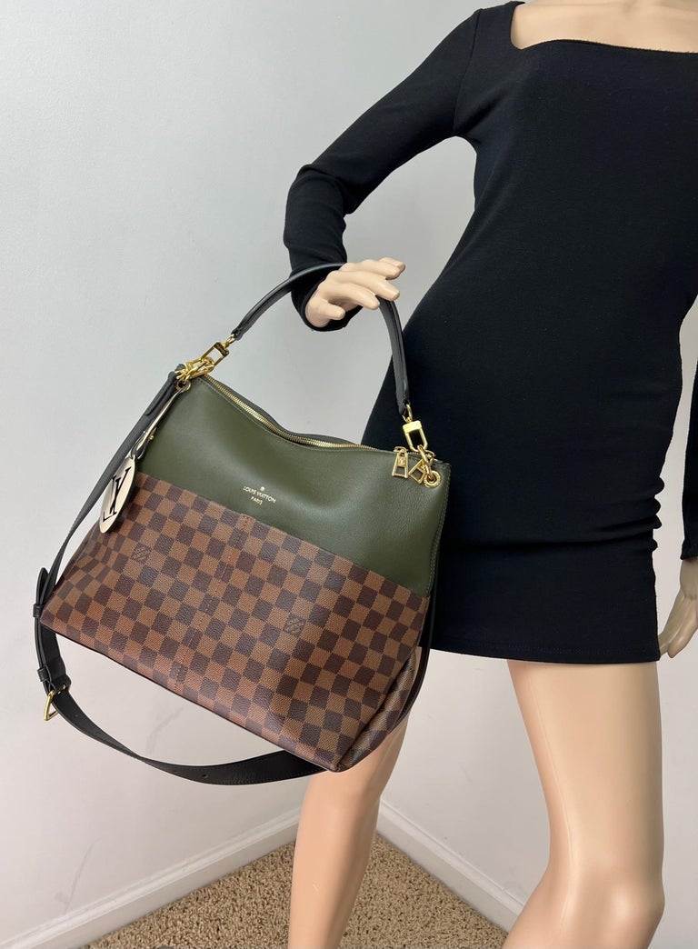 Gray Louis Vuitton Handbag Maida Damier Ebene Canvas Khaki Leather Hand Shoulder Bag For Sale