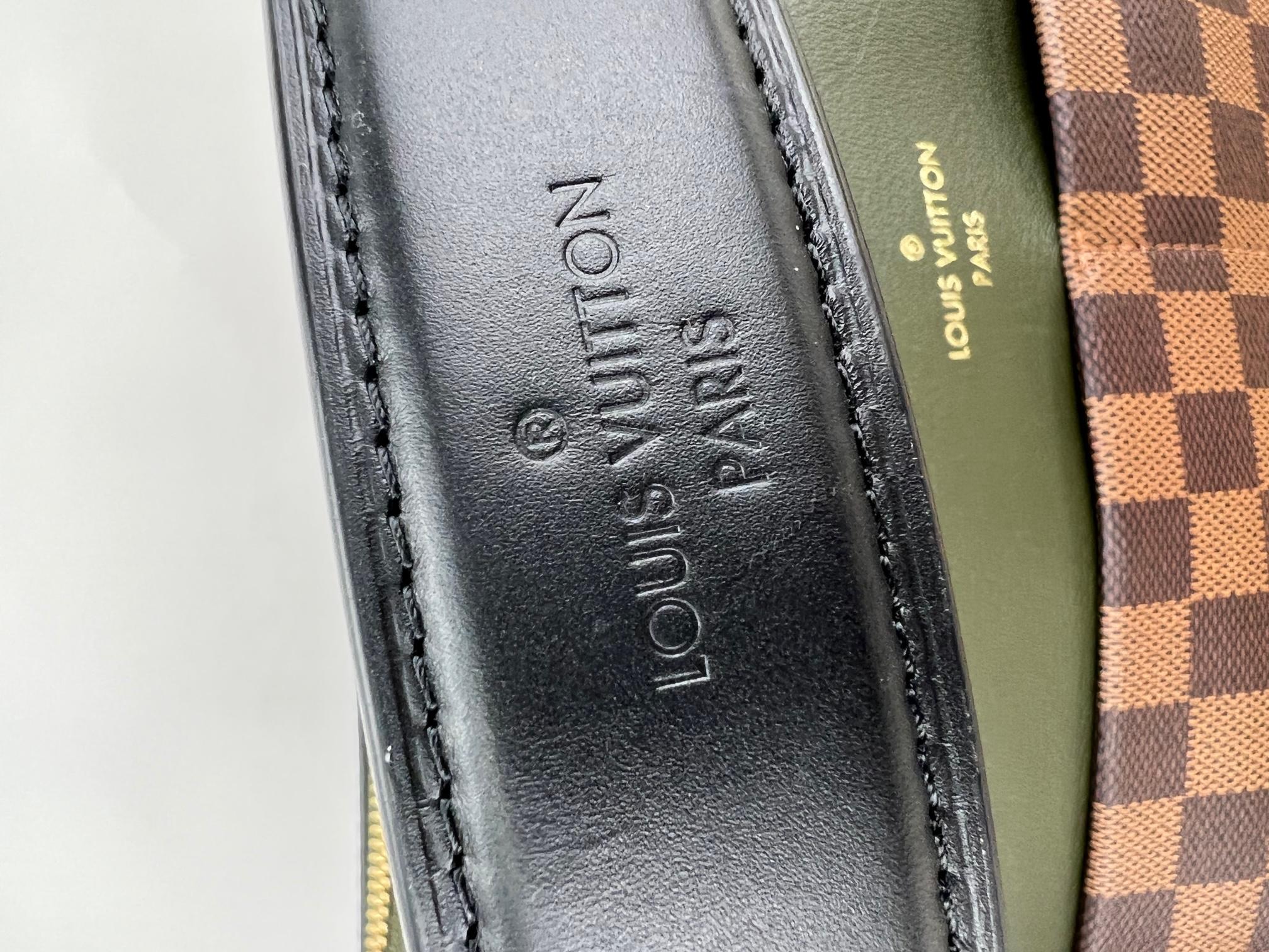 Gray Louis Vuitton Handbag Maida Damier Ebene Canvas Khaki Leather Hand Shoulder Bag