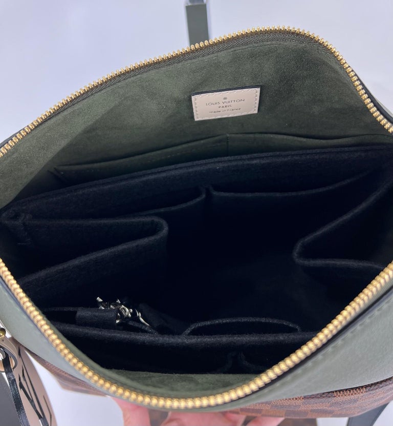 Louis Vuitton Handbag Maida Damier Ebene Canvas Khaki Leather Hand Shoulder Bag For Sale 3