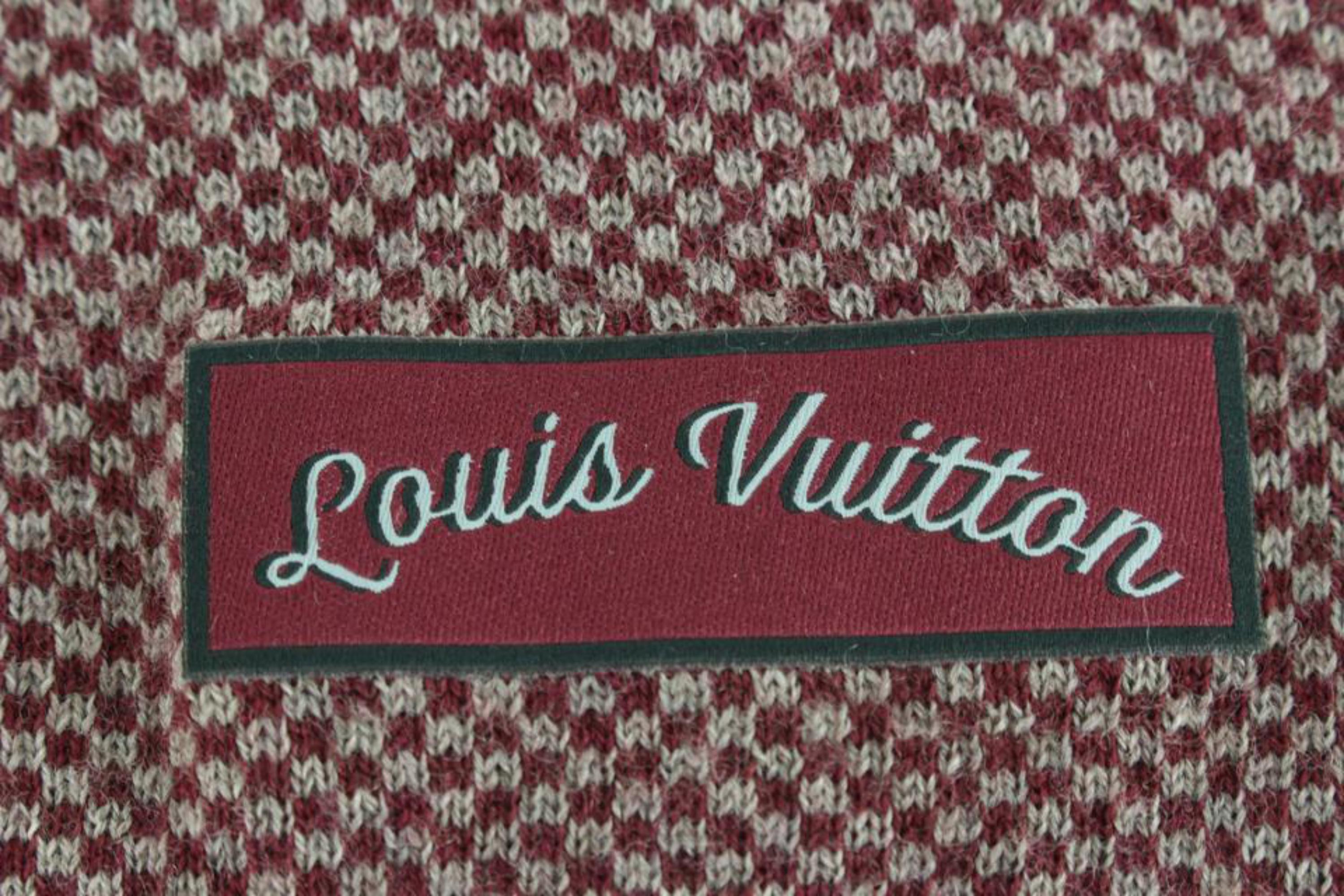 Brown Louis Vuitton Handwriting Burgundy Scarf 4lk830s For Sale