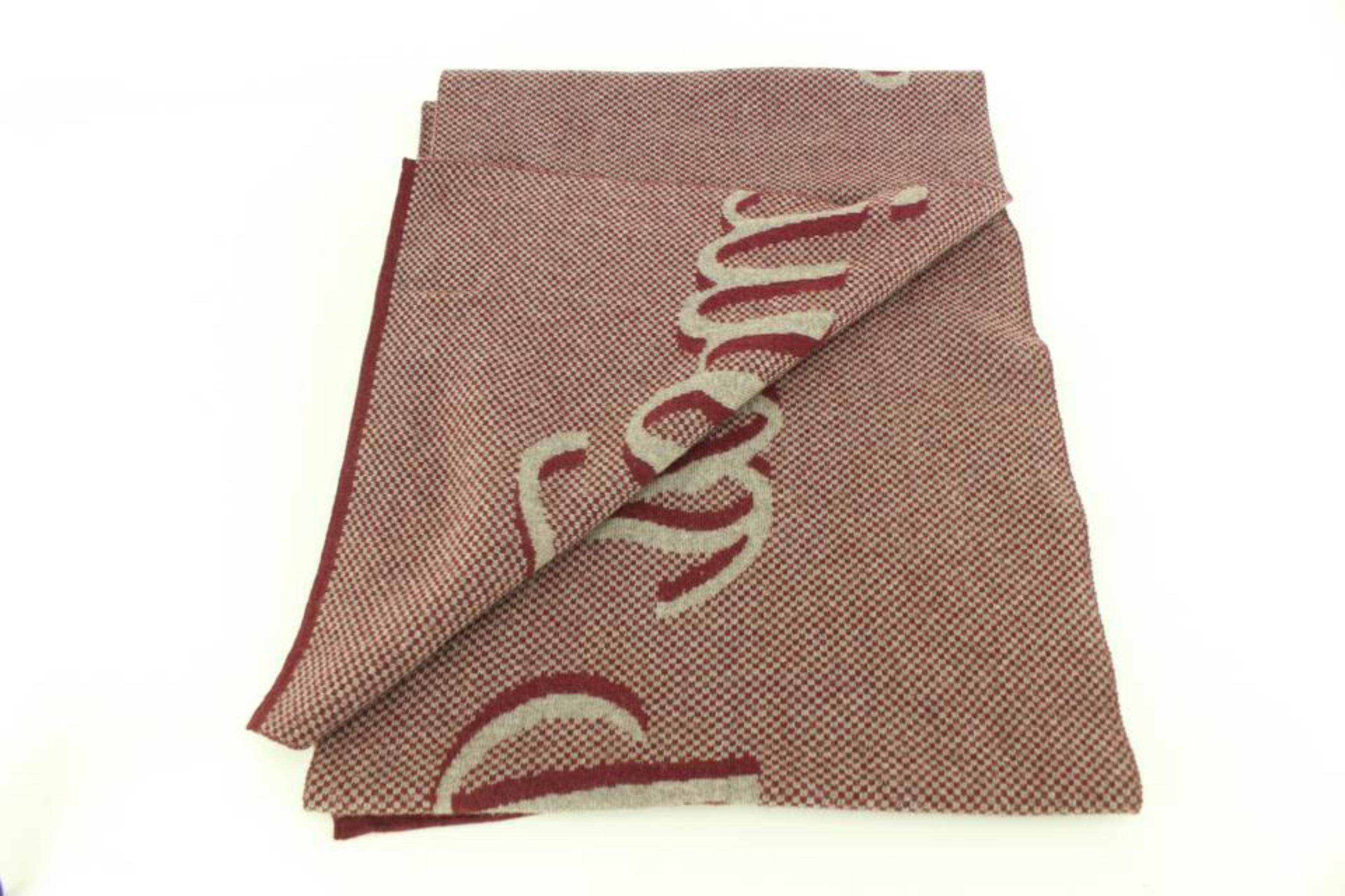 Louis Vuitton Handwriting Burgundy Scarf 4lk830s For Sale 2