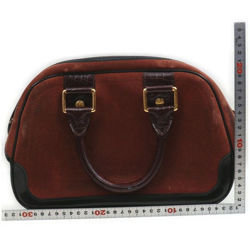 Louis Vuitton Havane Brown Suede Stamped Trunk PM Boston Speedy Bag 863005 4