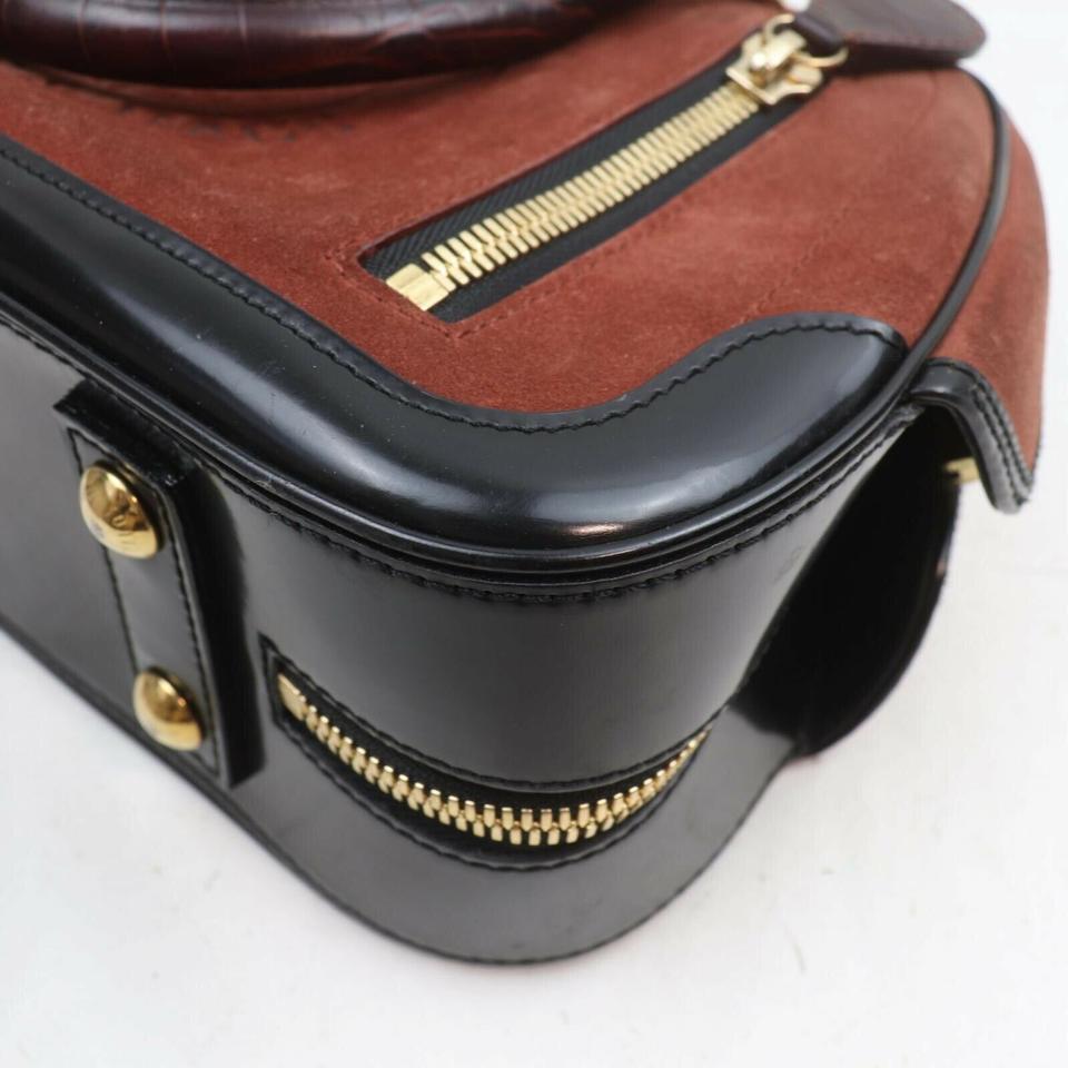 Louis Vuitton Havane Brown Suede Stamped Trunk PM Boston Speedy Bag 863005 2