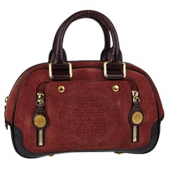 Vintage Louis Vuitton Havane Brown Suede Stamped Trunk PM Boston Speedy Bag 863005