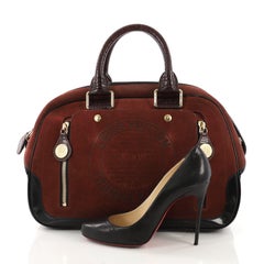Louis Vuitton Havane Stamped Trunk Bowler Bag Suede GM