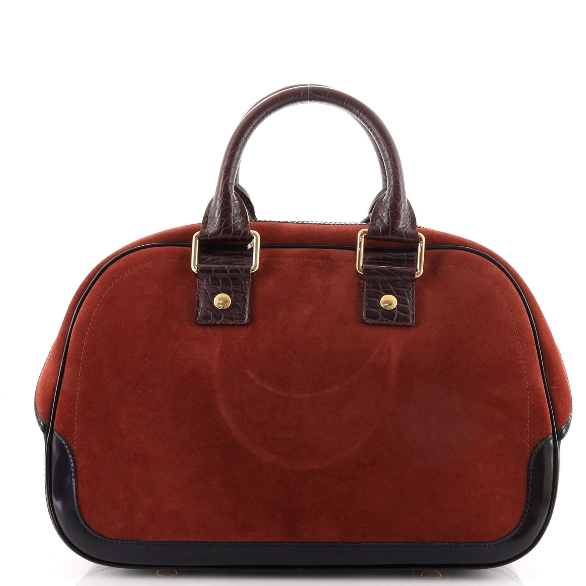 Women's or Men's Louis Vuitton Havane Stamped Trunk Bowler Bag Suede GM