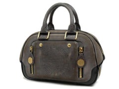 Louis Vuitton Havane Stamped Trunk Bowler Pm 224705 Gray Suede Leather Satchel