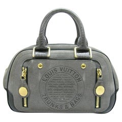 Louis Vuitton Havane Stamped Trunk Bowler Pm 224705 Gray Suede Leather Satchel