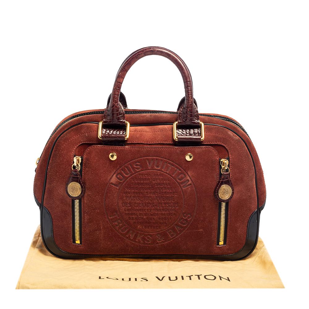 Louis Vuitton Havane Suede Limited Edition Stamped Trunk GM Bag 5