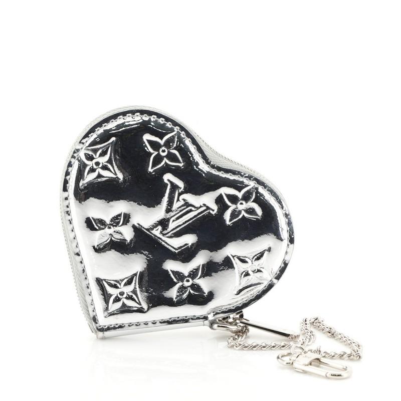 Black Louis Vuitton Heart Coin Purse Miroir PVC