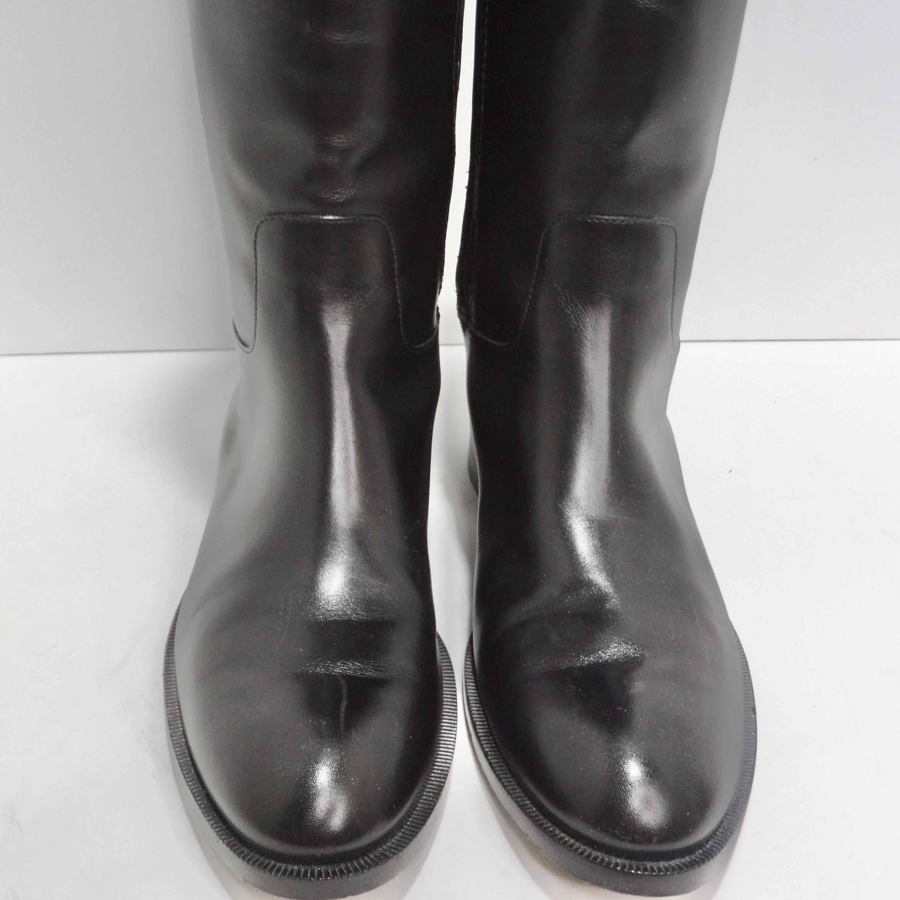  Louis Vuitton Heritage Black Leather Riding Boots In Good Condition For Sale In Scottsdale, AZ