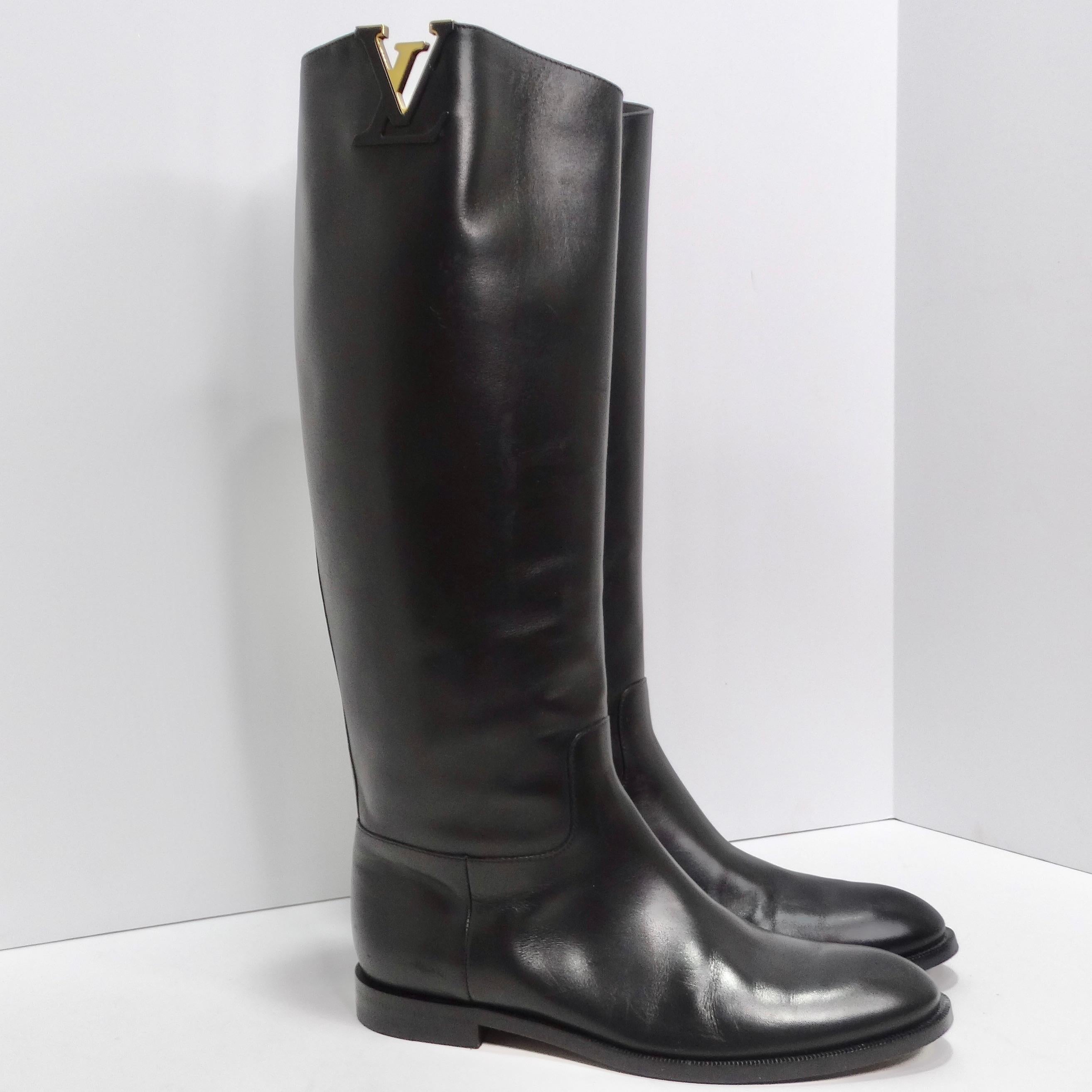  Louis Vuitton Heritage Black Leather Riding Boots For Sale 1