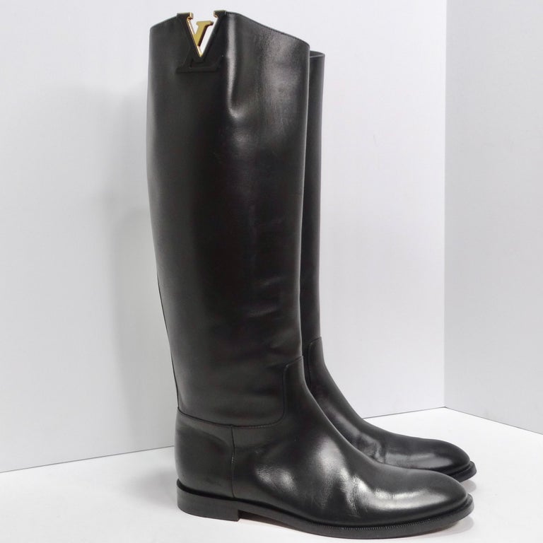 Louis Vuitton Heritage Black Leather Riding Boots For Sale at 1stDibs