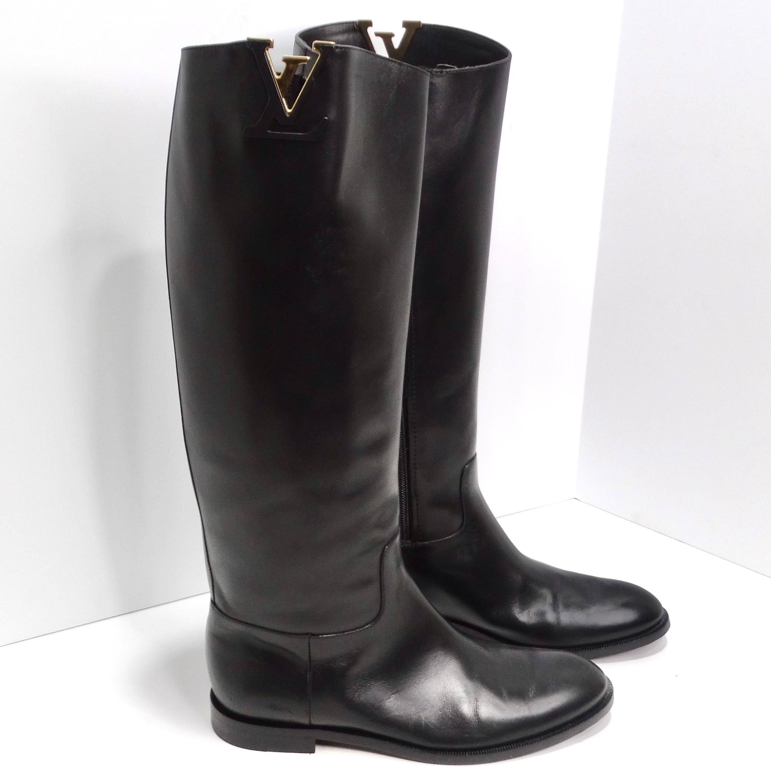  Louis Vuitton Heritage Black Leather Riding Boots For Sale 3