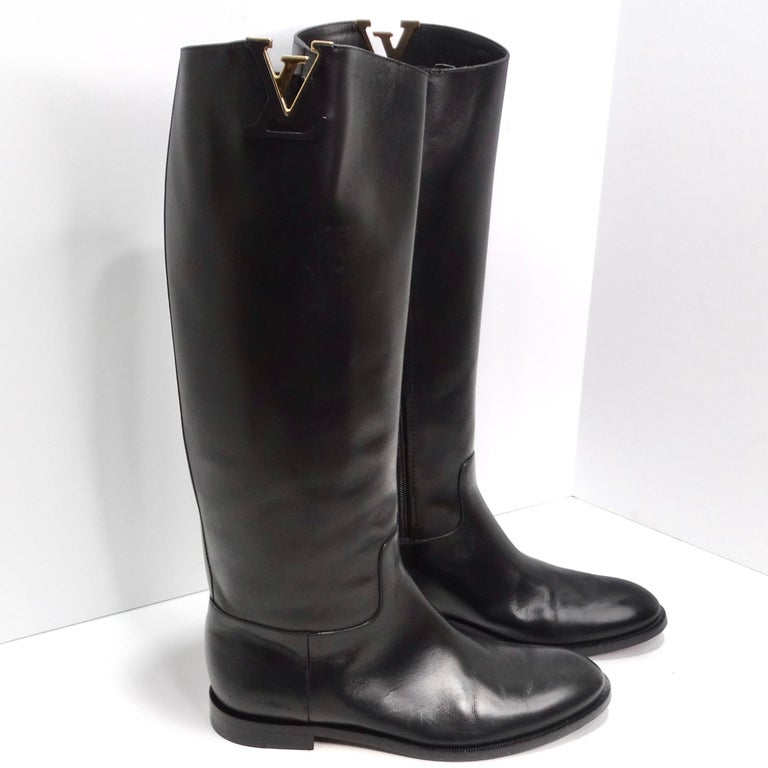 Botas de montar Louis Vuitton Heritage de piel negra en venta en