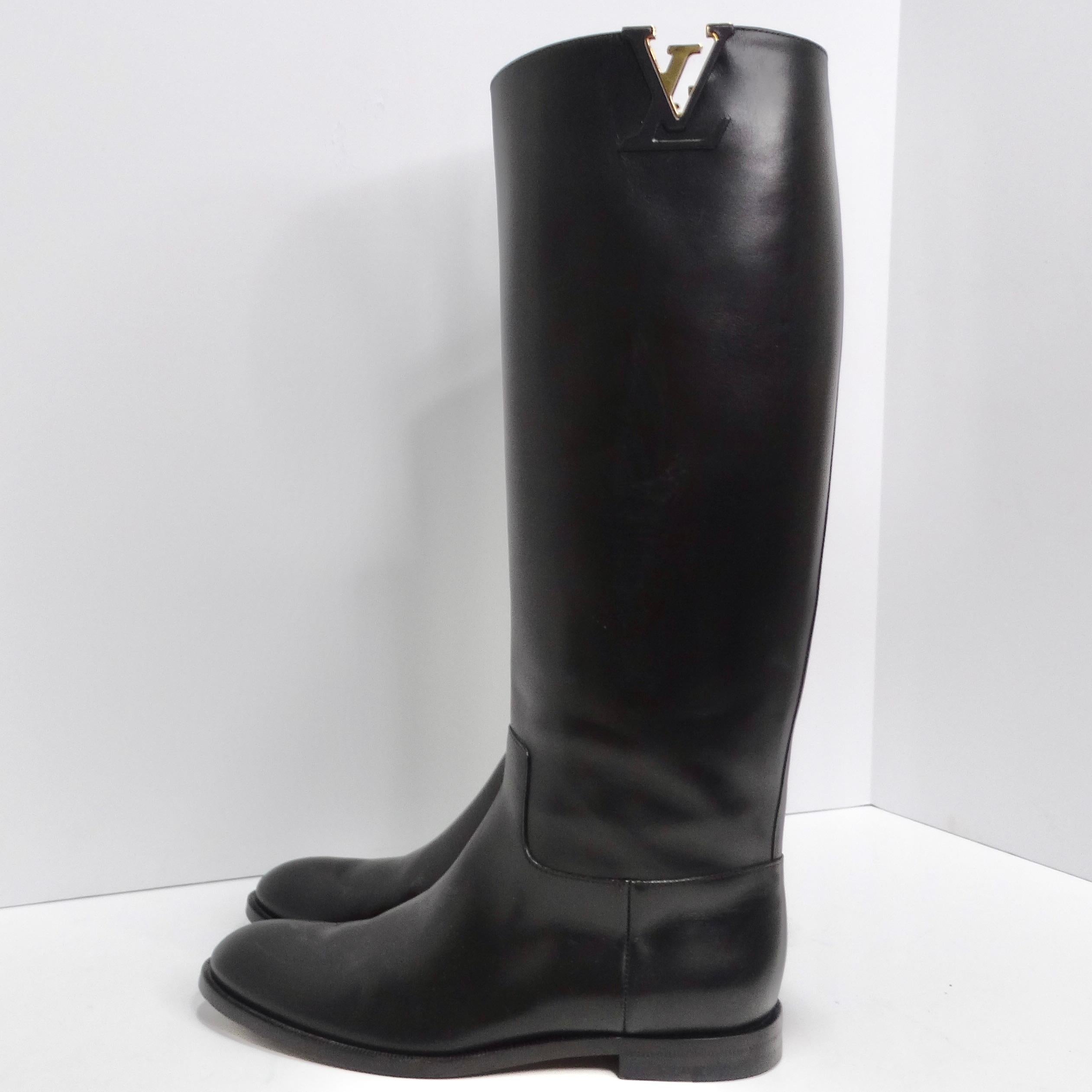  Louis Vuitton Heritage Black Leather Riding Boots For Sale 5