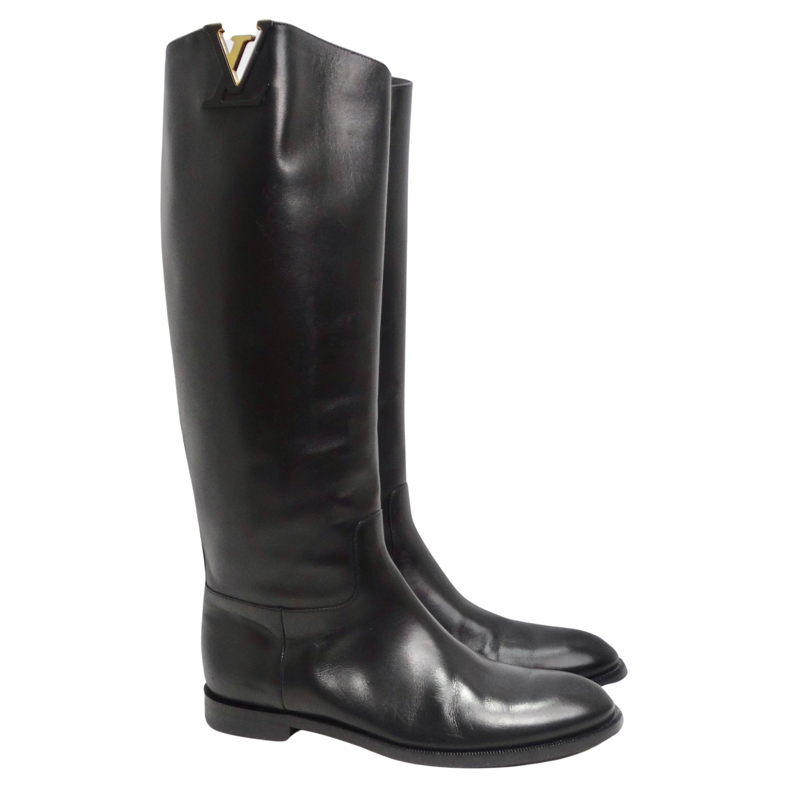  Louis Vuitton Heritage Black Leather Riding Boots