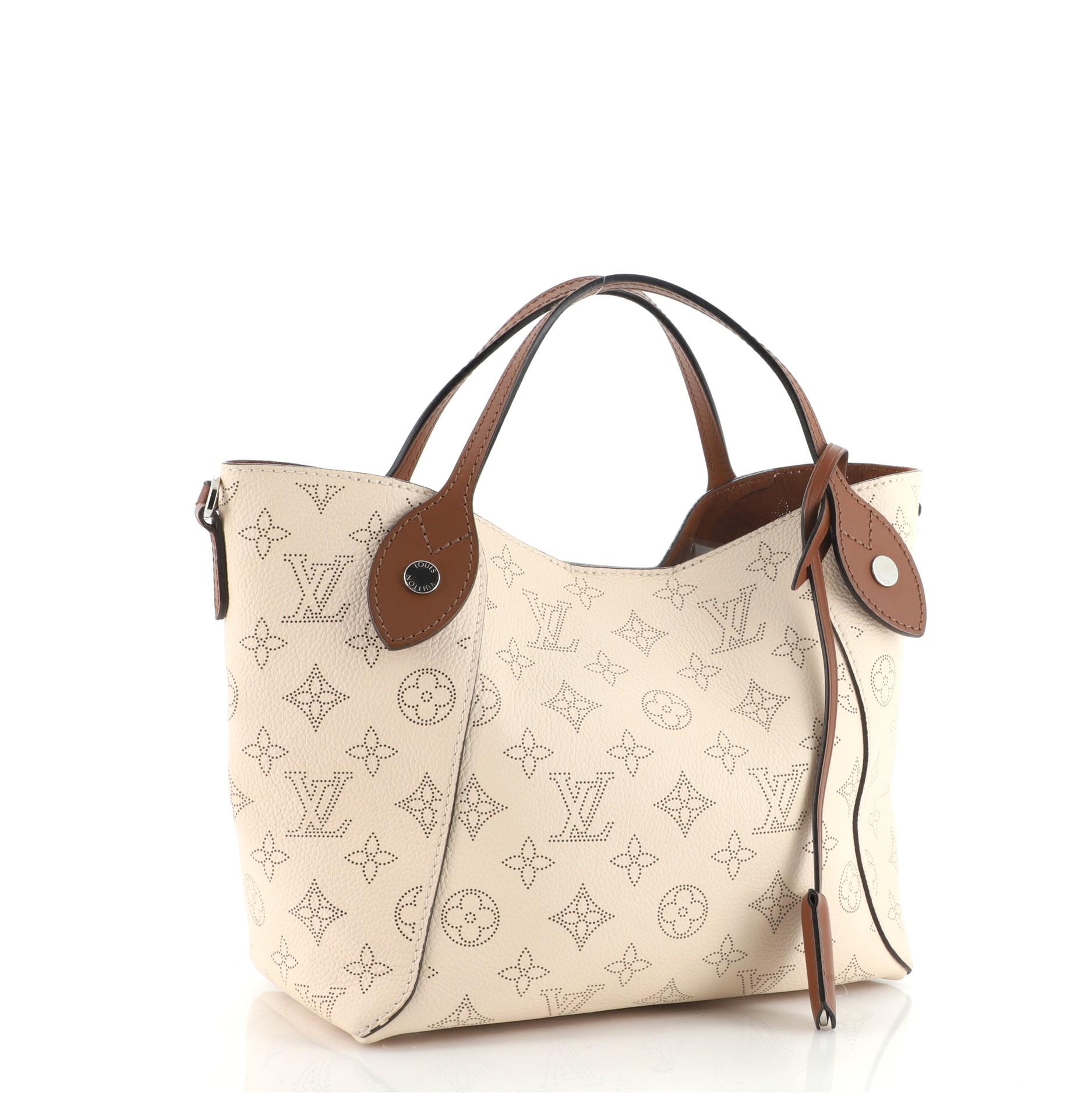 White Louis Vuitton Hina Handbag Mahina Leather PM