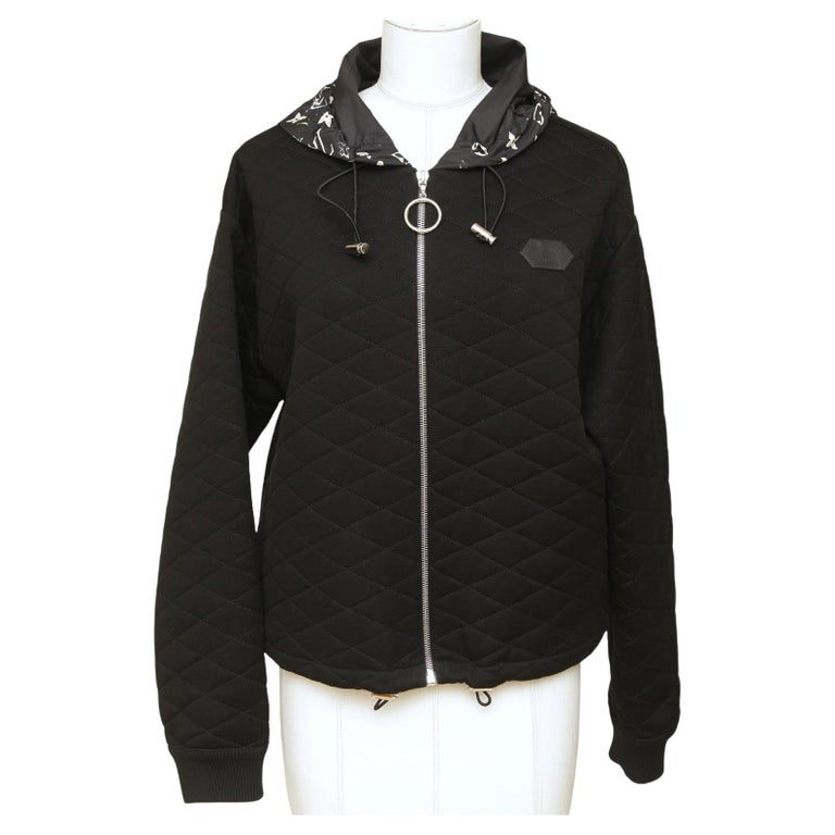 LOUIS VUITTON Hoodie Jacket Zip Coat Cardigan Zipper Silver HW Leather XS  $2650