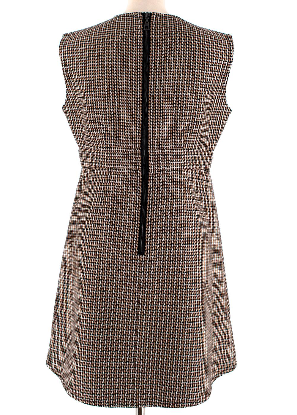 Brown Louis Vuitton Houndstooth Wool Sleeveless Dress - Size US 6