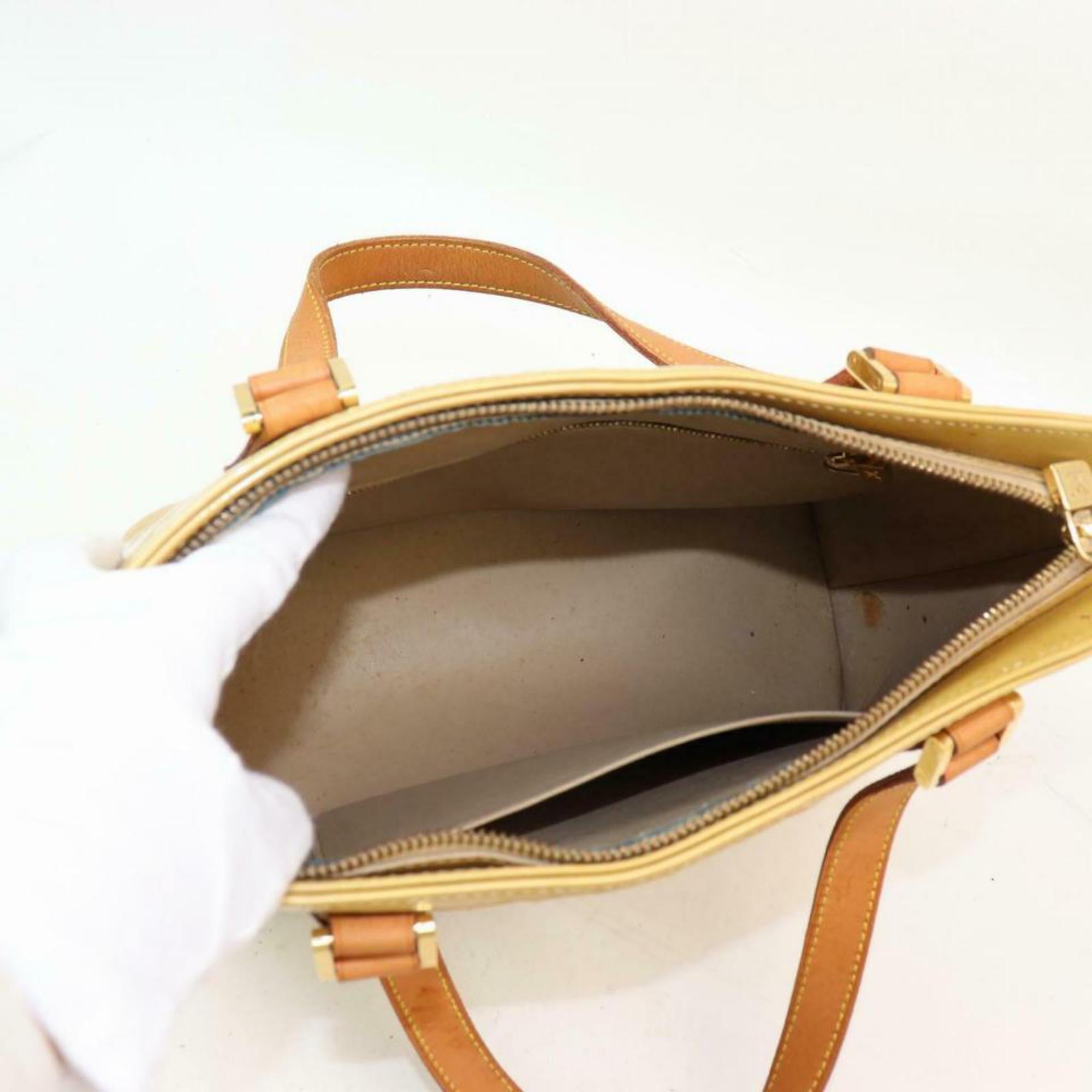 Louis Vuitton Houston Monogram Vernis 870262 Beige Patent Leather Tote In Good Condition For Sale In Forest Hills, NY