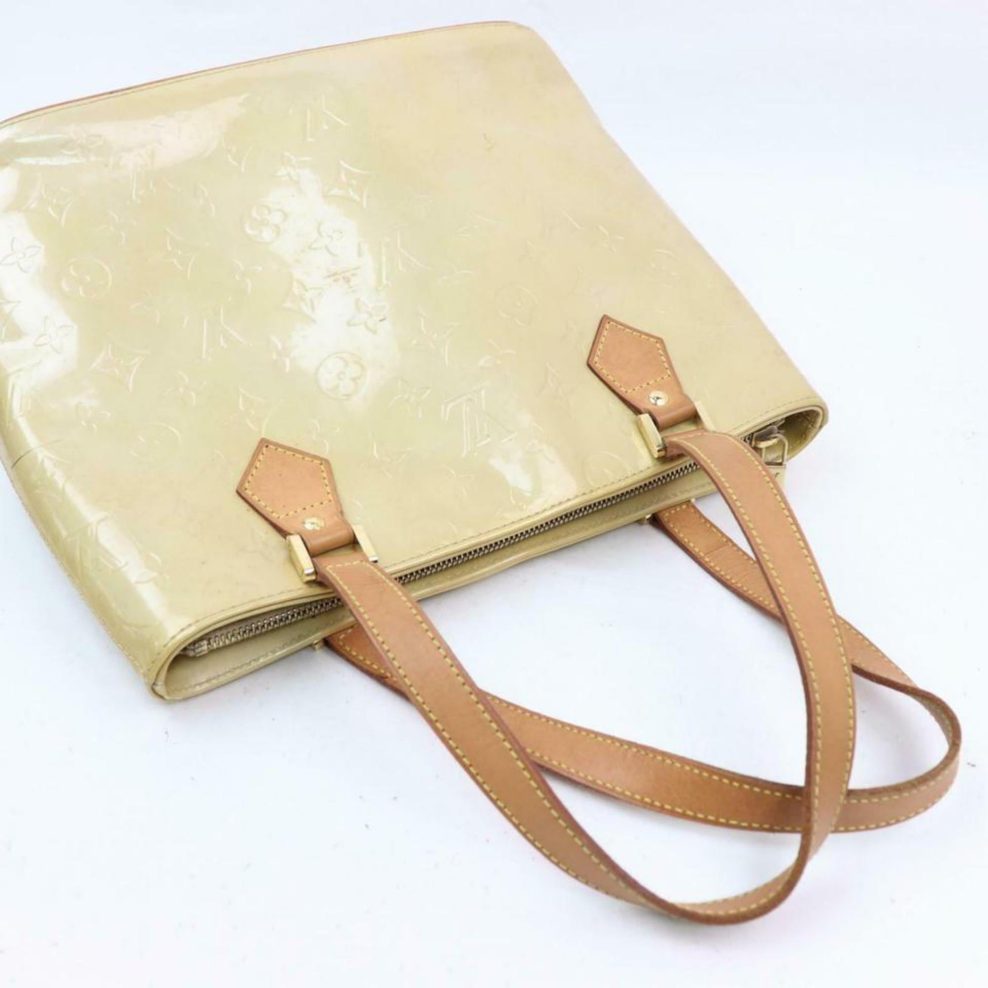 Louis Vuitton Houston Monogram Vernis 870262 Beige Patent Leather Tote For Sale 1