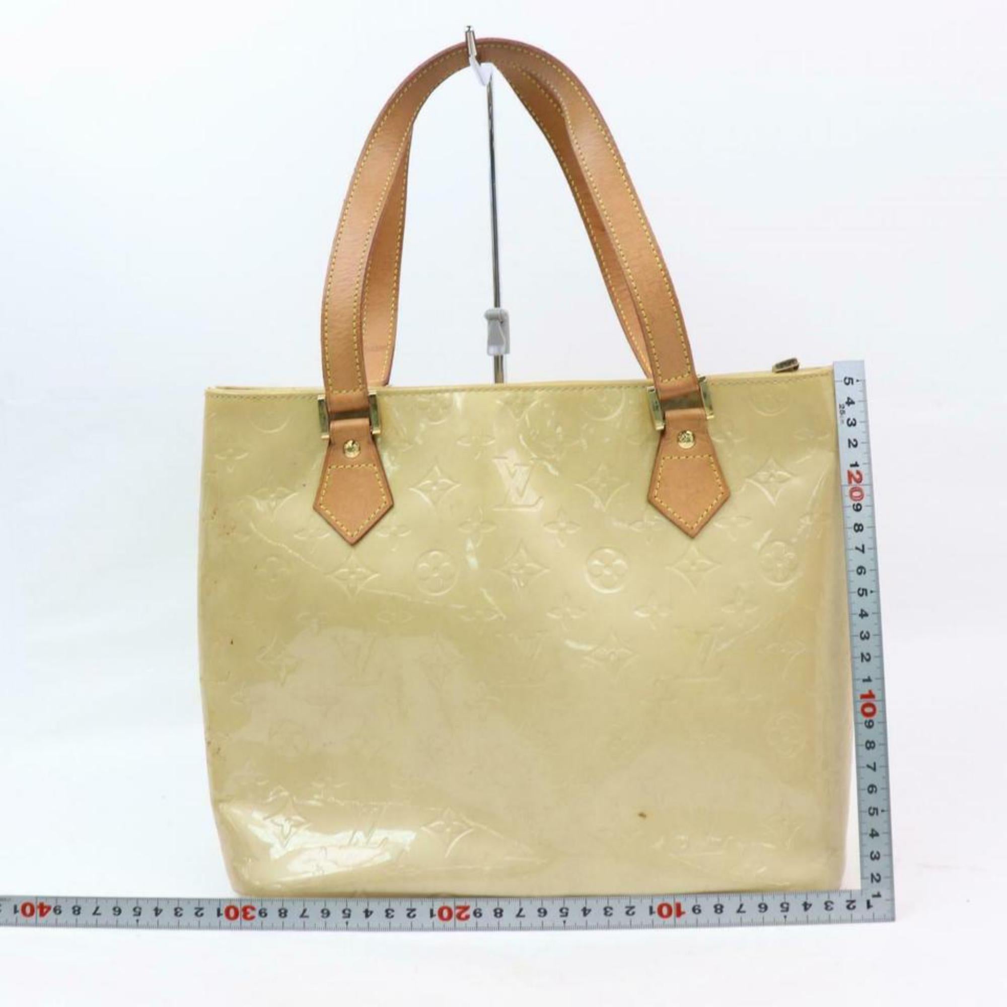Louis Vuitton Houston Monogram Vernis 870262 Beige Patent Leather Tote For Sale 2