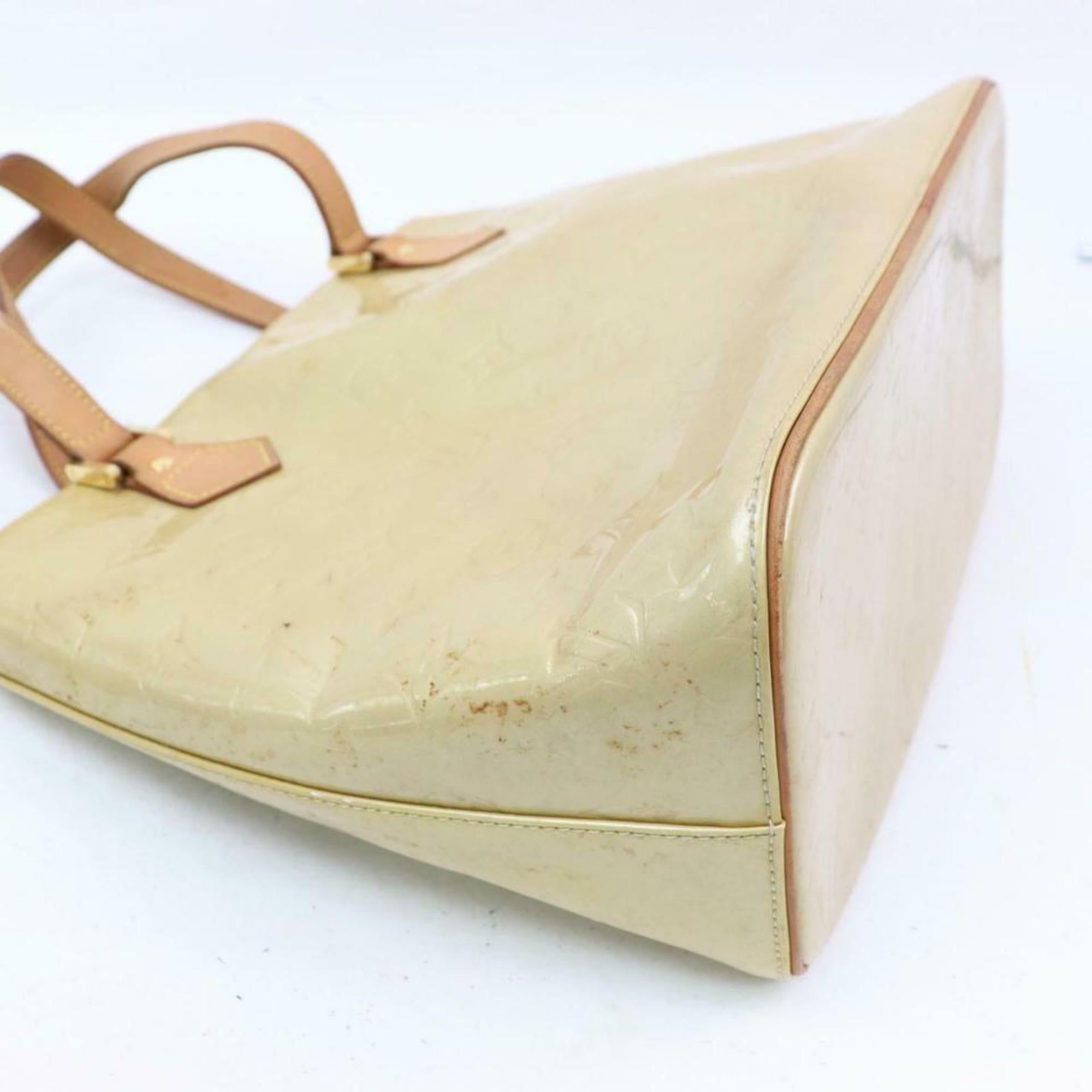 Louis Vuitton Houston Monogram Vernis 870262 Beige Patent Leather Tote For Sale 5