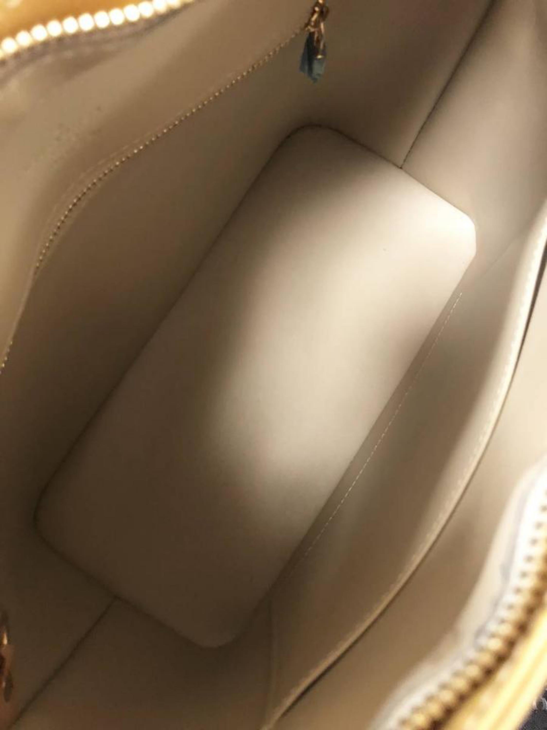 Beige Louis Vuitton Houston Monogram Vernis Zip 229314 Yellow Patent Leather Tote For Sale