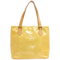 Vintage Louis Vuitton Houston Zip 870609 Yellow Vernis Leather and Calfskin Tote