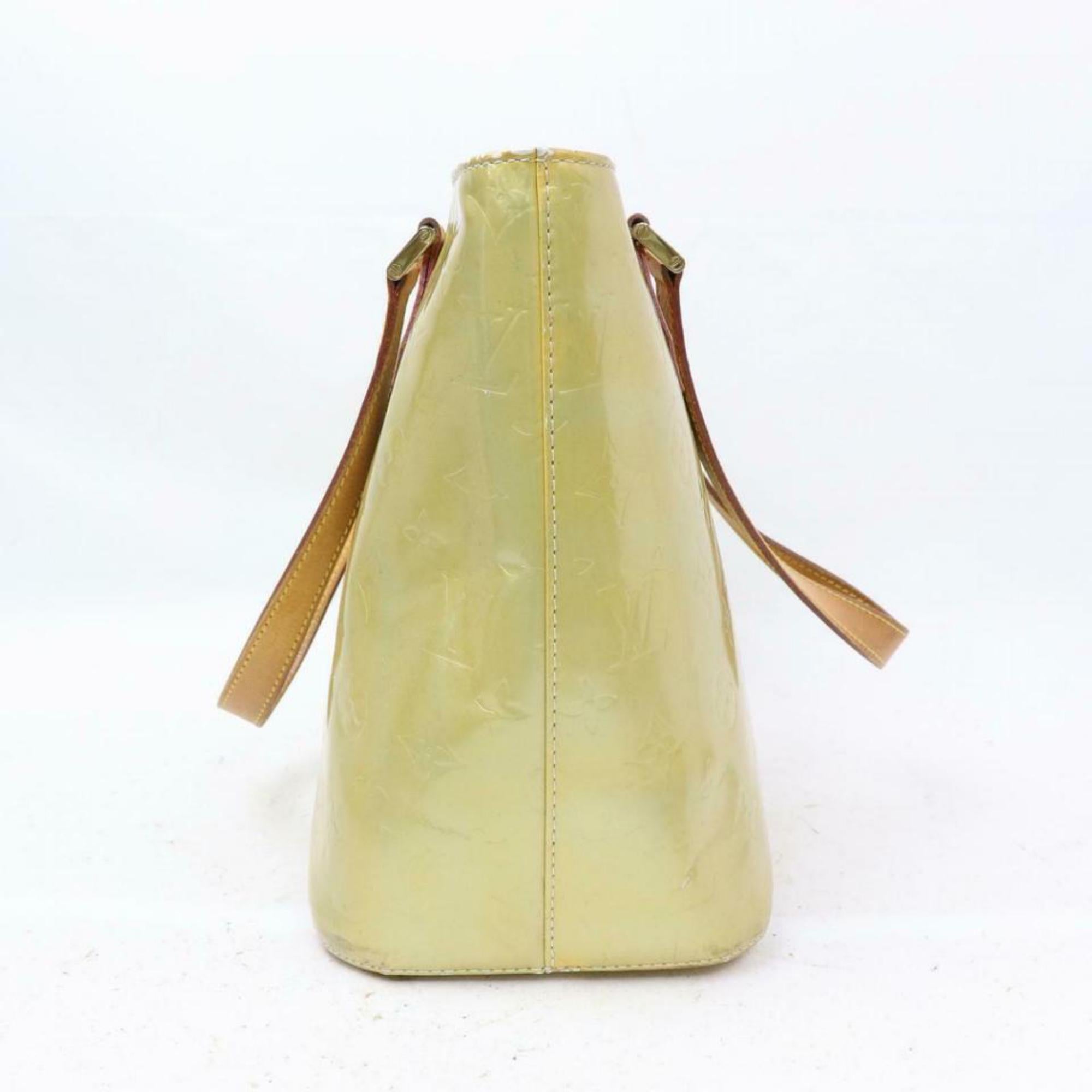 Beige Louis Vuitton Houston Zip Tote 870593 Green-gold Vernis Leather and Shoulder Bag For Sale