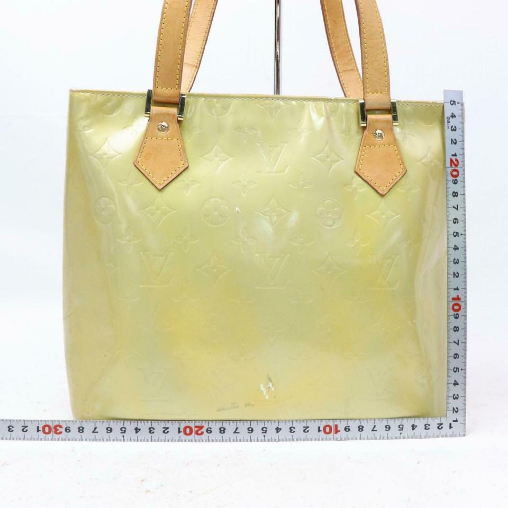 Women's Louis Vuitton Houston Zip Tote 870593 Green-gold Vernis Leather and Shoulder Bag For Sale