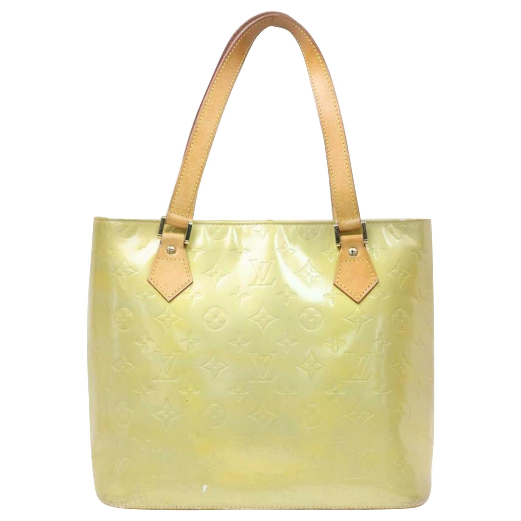 Louis Vuitton Houston Zip Tote 870593 Green-gold Vernis Leather and Shoulder Bag For Sale