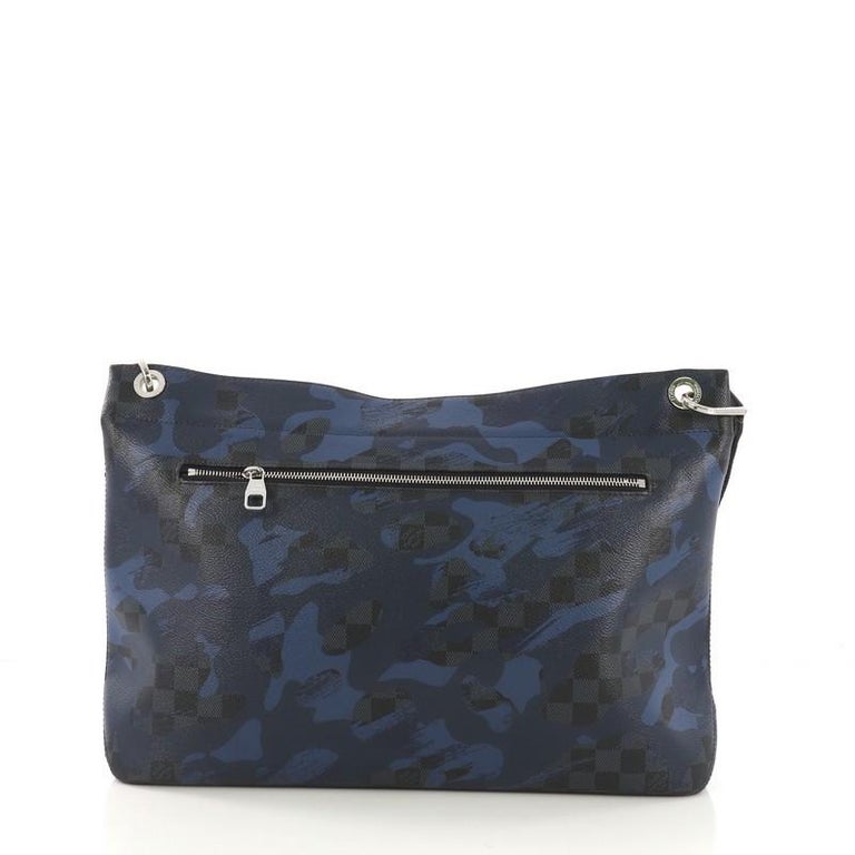 Unisex Pre-Owned Authenticated Louis Vuitton Damier Cobalt Camouflage  Pochette Jour GM Canvas Black Clutch Bag WristletBag 