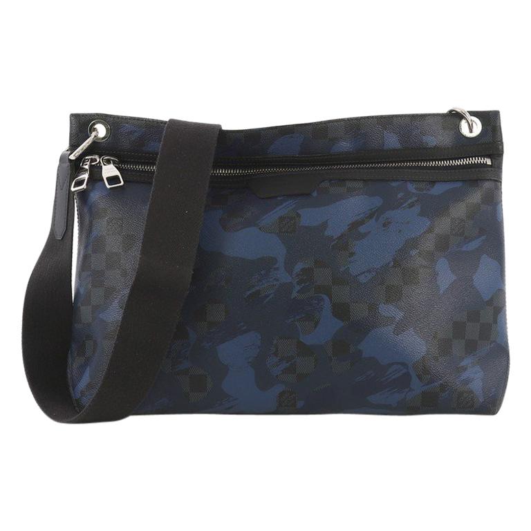 used Unisex Pre-owned Authenticated Louis Vuitton Damier Cobalt Camouflage Pochette Jour GM Canvas Black Clutch Bag WristletBag, Adult Unisex, Size
