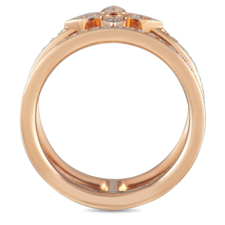 Louis Vuitton Idylle Blossom 18K Rose Gold 0.56 Ct Diamond Two Row Ring