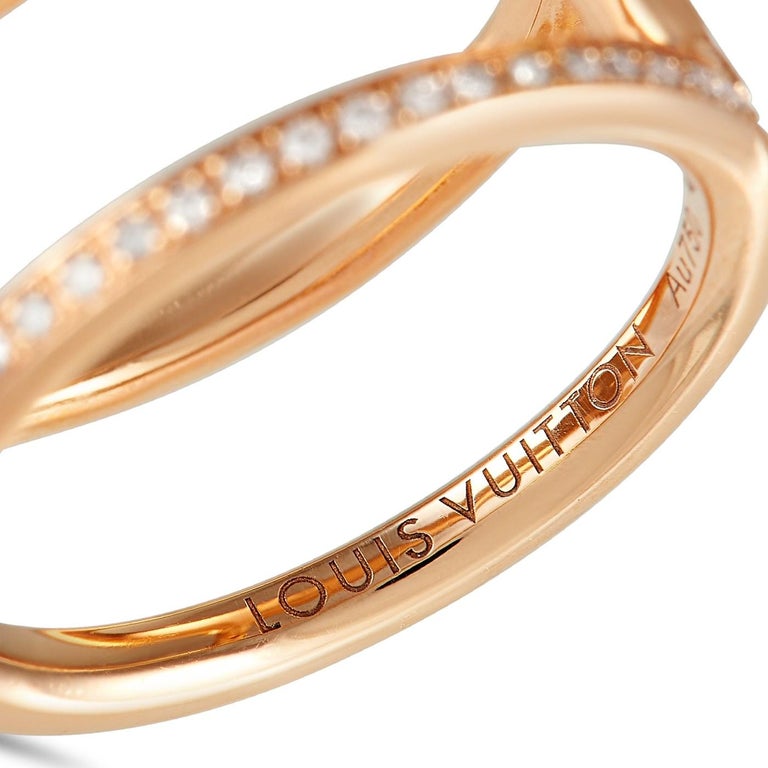 Louis Vuitton Idylle Blossom Two-Row Ring, Pink Gold and Diamonds. Size 55