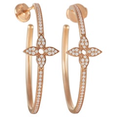 Louis Vuitton Idylle Blossom 18K Rose Gold 0.61 Ct Diamond Hoop Earrings