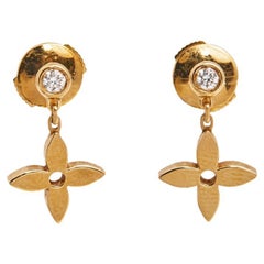 Louis Vuitton Diamond Gold Stud Earrings at 1stDibs