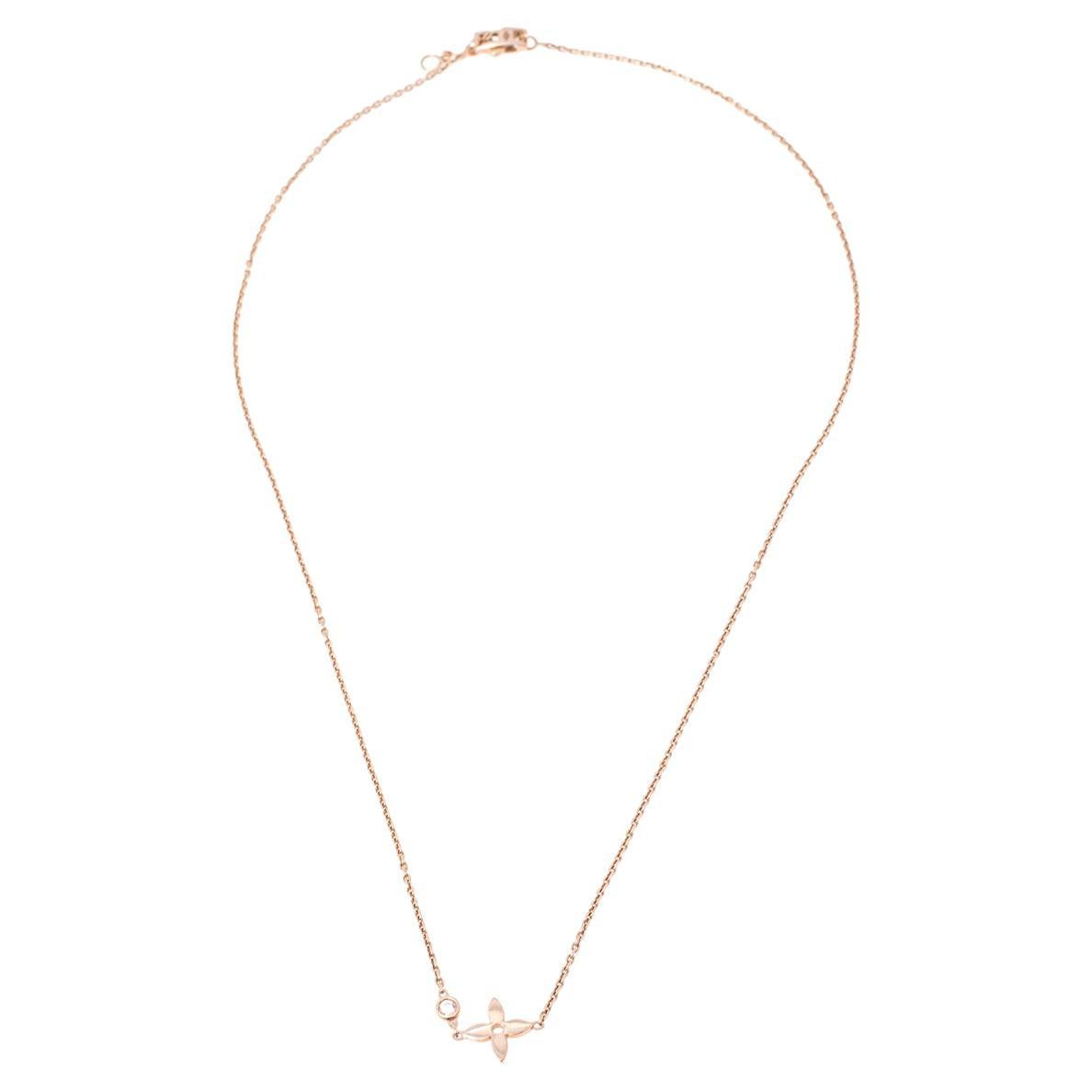 Louis Vuitton B Blossom Necklace 18K Rose Gold with 18K White Gold, Pink  Opal at 1stDibs