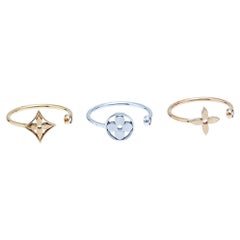 Louis Vuitton Idylle Blossom Diamond 18K Three Tone Gold Set of 3 Rings Size 52