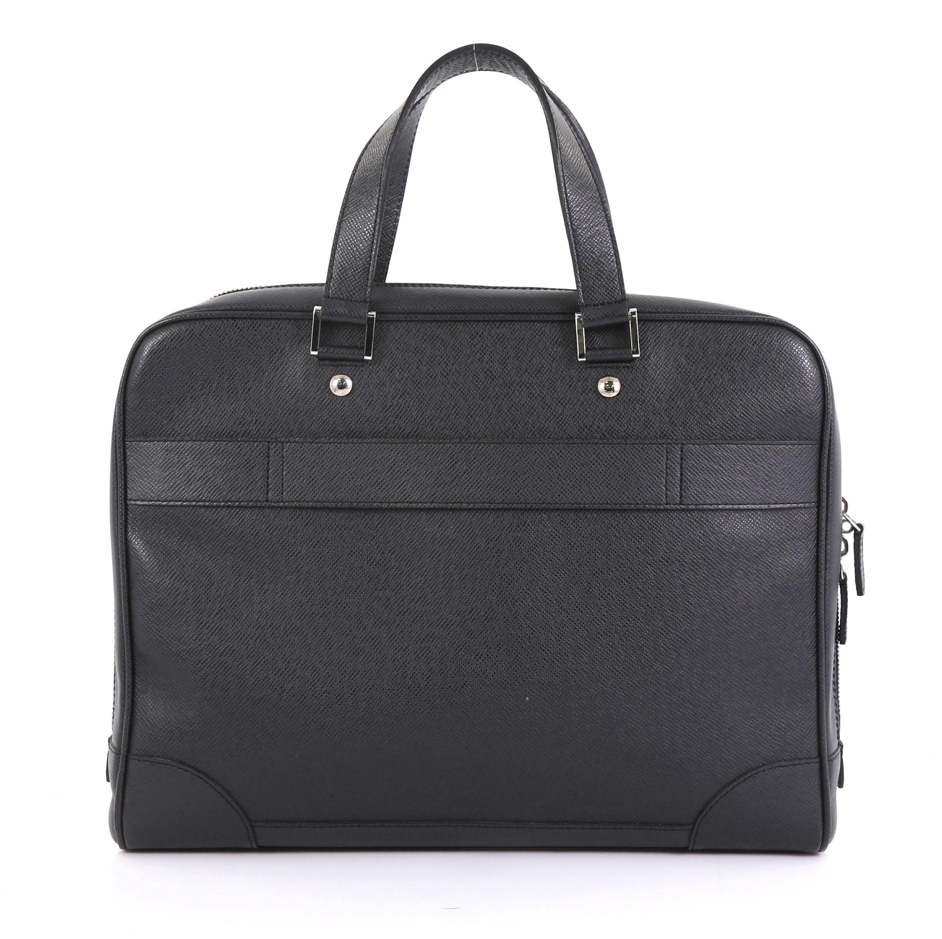 Black Louis Vuitton Igor Briefcase Taiga Leather